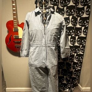 Horses Atelier jumpsuit in pale blue stripe